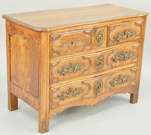 Louis XVI Provincial Walnut Commode, three drawers over two drawers, 18th century (old split in top). height 30 inches, width 42 inches, depth 19 inch