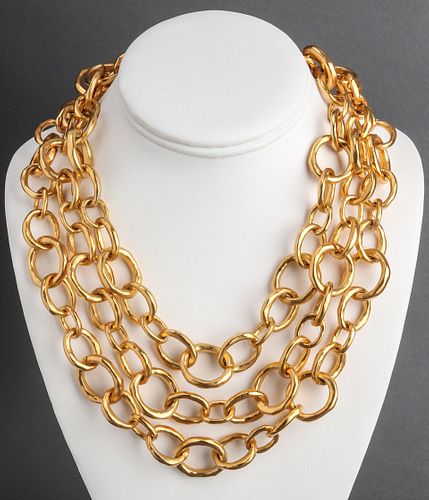 Karl Lagerfeld Gold-Tone Three Row Chain Necklace