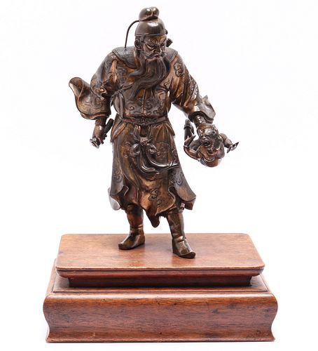 Chinese Bronze Figure of Zhong Kui / Kanji