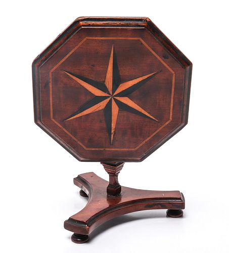 Miniature Wooden Inlay Tilt-Top Table
