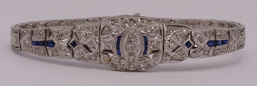 JEWELRY. Platinum, Diamond and Sapphire Bracelet.