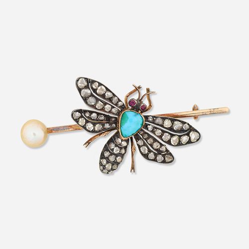 Edwardian gem-set insect brooch