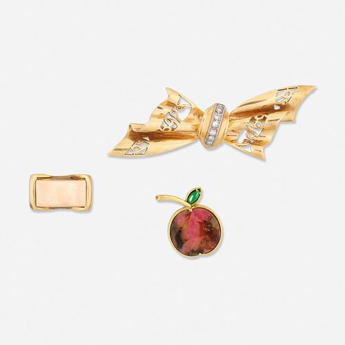 Two brooches and ring