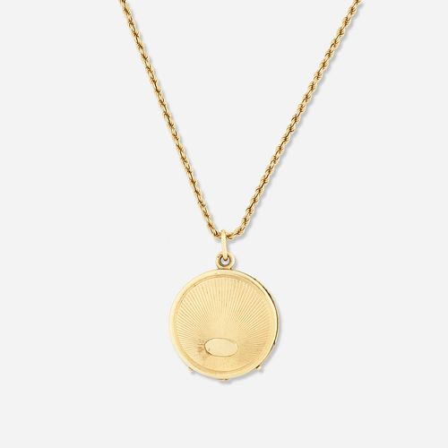Yellow gold locket necklace
