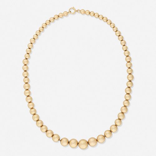 Yellow gold bead necklace