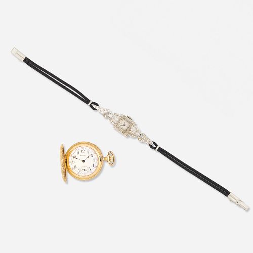 Lady's pendant watch and diamond wristwatch