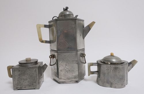 Collection of Chinese Pewter Tea pots