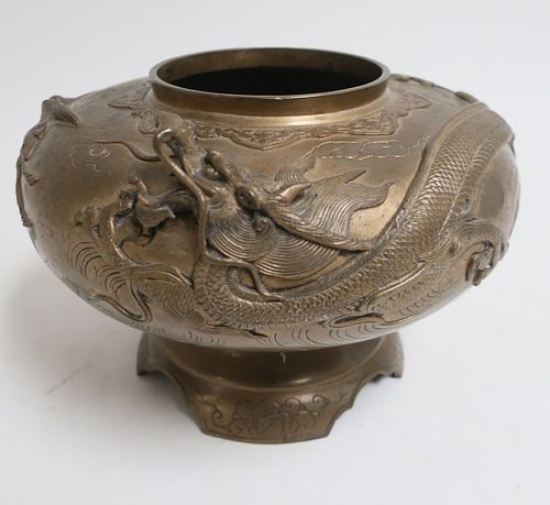 Japanese Bronze Dragon Pot