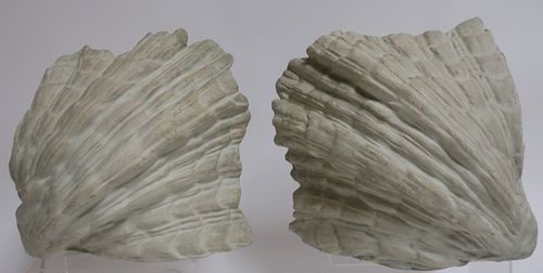 Pair French Plaster Shell-Form Corner Sconces