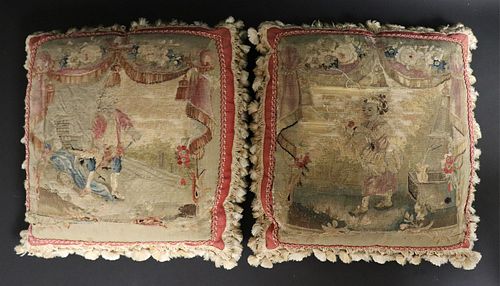 Pair Aubusson Tapestry Pillows