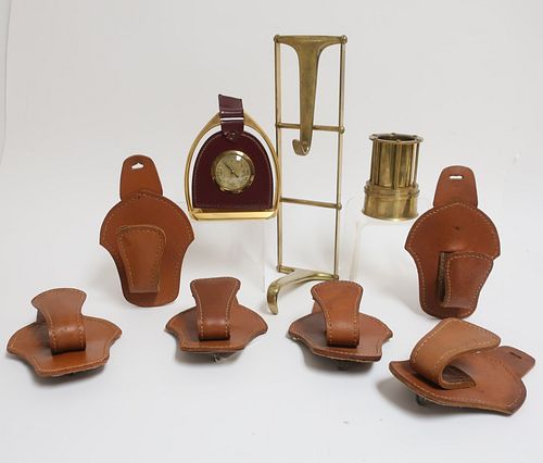 Group of 9 Leather & Other  Objects, Hermes