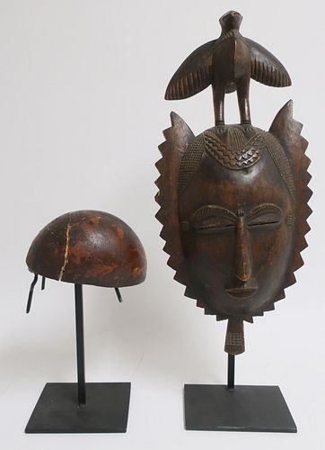 African Carved Wood Mask and Headdress