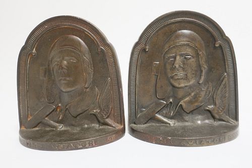 Pair Charles Lindbergh "The Aviator" Bookends