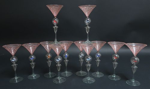 Set of 12 Murano Martini Glasses