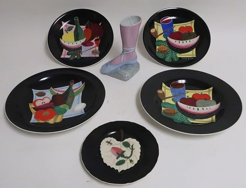5 Colette Gueden for Primavera Platters + 1 Vase
