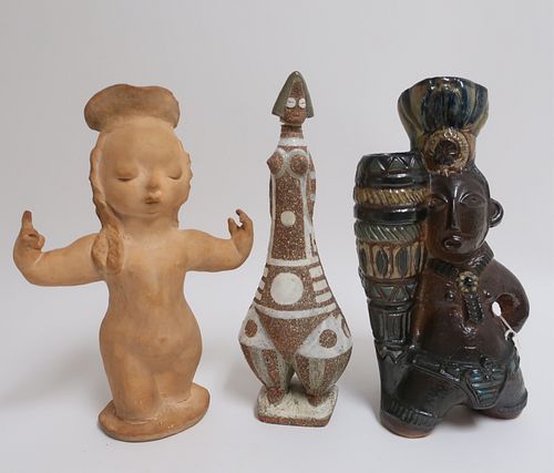 Roger Guerin Ceramic Figural Vase with 2 Figures