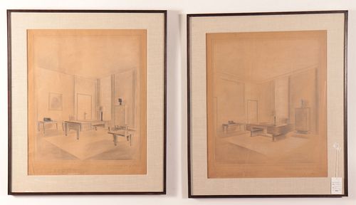 Two Architectural Interior Studies, c. 1925