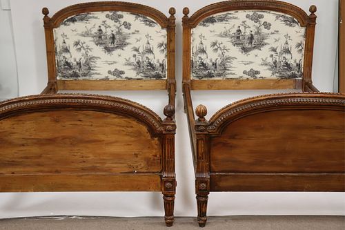 19th C. French Carved Daybed as Pair of Twin Beds