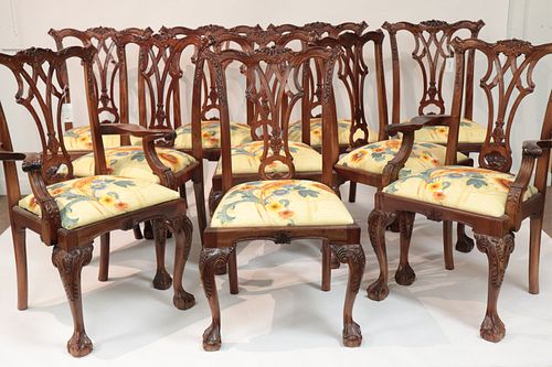 Set of 10 George III Style Mahogany Dining Chairs