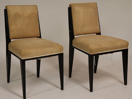 Pair of French 1940's Ebonized Side Chairs