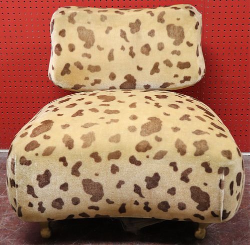 Midcentury Brass and Upholstered Slipper Chair