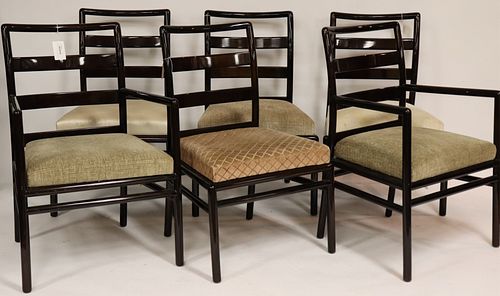 Set of 6 Midcentury Stained Cherry Dining Chairs
