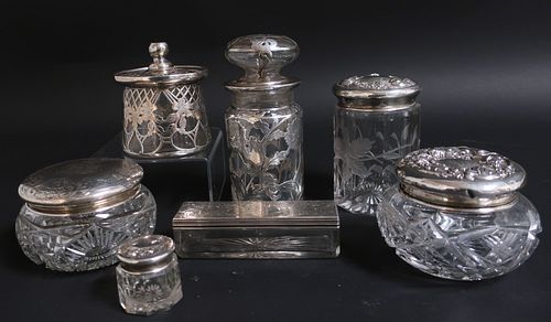 7 Victorian & Art Nouveau Silver & Glass Items