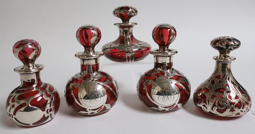 5 Sterling Silver Overlay Ruby Red Perfumes