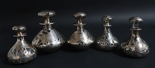 5 Victorian/Art Nouveau Silver & Glass Items