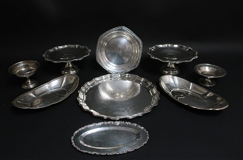 Sterling Silver Group of Trays, Bowls & Tazze