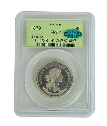 1870 50 Cent Patterned U.S. "Test" PR62 Coin