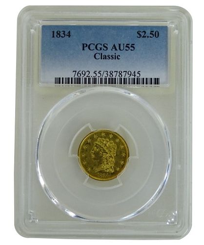 1834 Classic $2.50 Choice AU Gold 900 Gold
