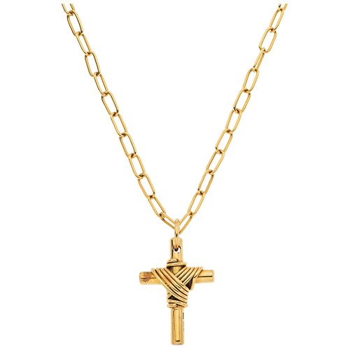 NECKLACE AND CROSS. 18K AND 14K YELLOW GOLD. TANE