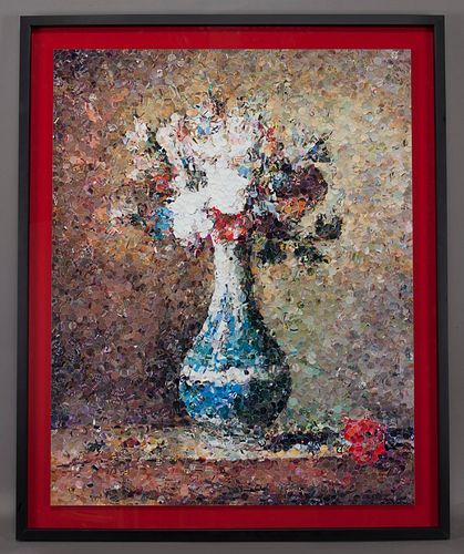 Vik Muniz "Flowers in Blue and White Vase, after