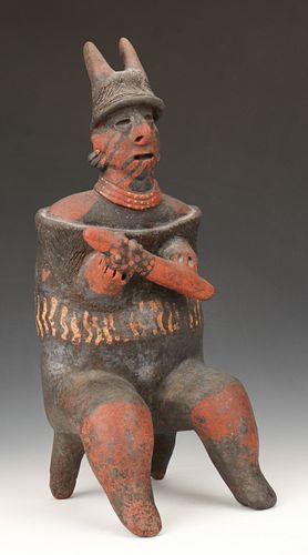 Pre-Columbian Nayarit Pottery Warrior, Ht. 17"