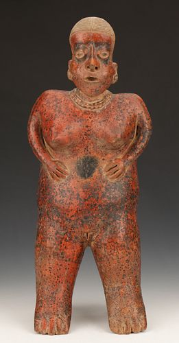 Nayarit Pottery Standing Female Figure, Ht. 23.5"