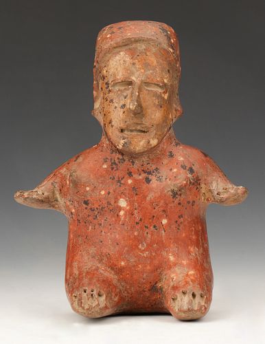 Pre-Columbian Jalisco Pottery Seated Figure, Ht. 7.5"