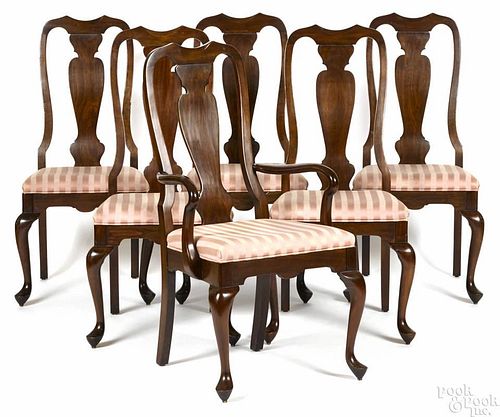 Set of twelve Chippendale style mahogany dining chairs.