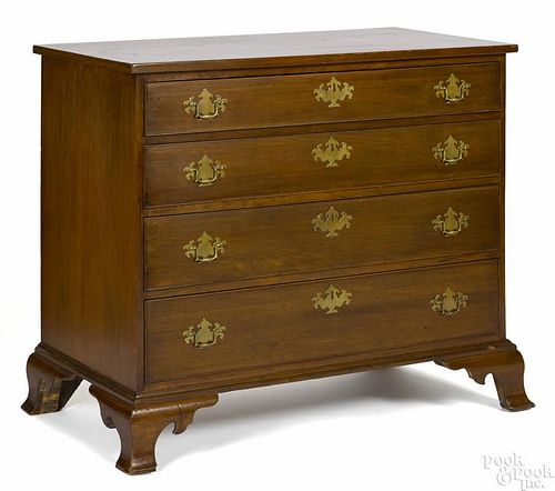 Chippendale walnut chest of drawers, late 18th c., 36'' h., 40'' w.