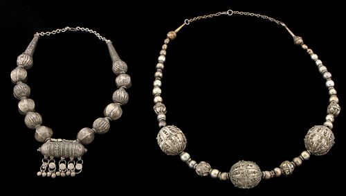 2 Tribal Silver Necklaces, Ethiopia