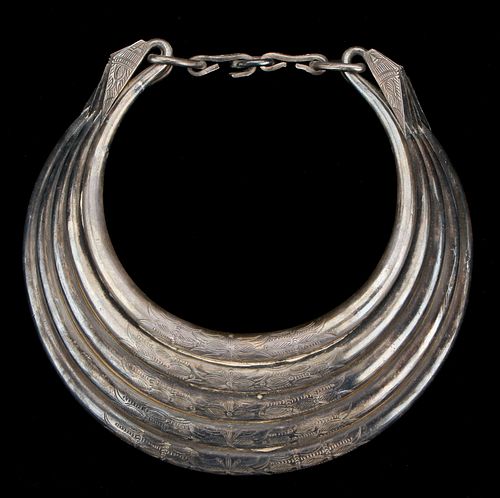 Old and Heavy Silver Torque Necklace, Hmong People