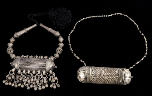 2 Old Yemen Silver Tribal Bedouin Necklaces