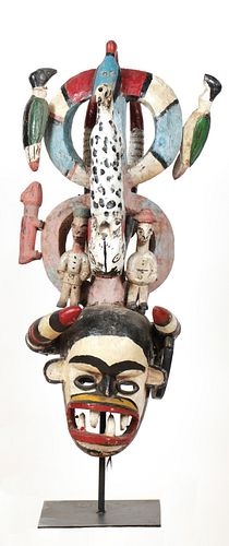Large African Igbo Mask, Nigeria, Ht. 48"