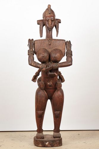 African Bamana/Bozo Mother & Child Puppet, Ht. 57"