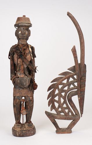 African Bamana Chiwara and Fetsih Figure