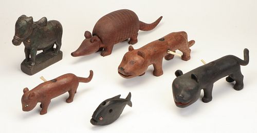 Group of African Zoomorphic Pipes and Figures