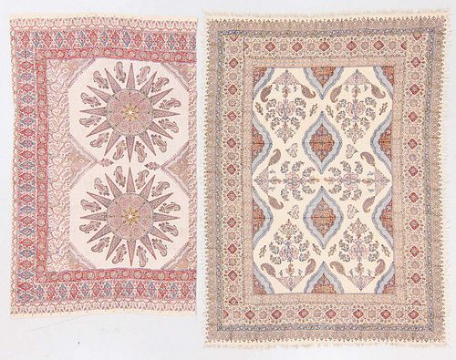 Two Large Semi-Antique Persian Isfahan Block Print Cloths