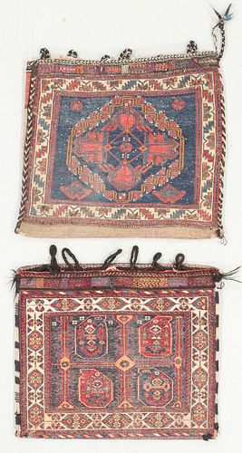 2 Antique Afshar Sumak Cargo Bags, Persia