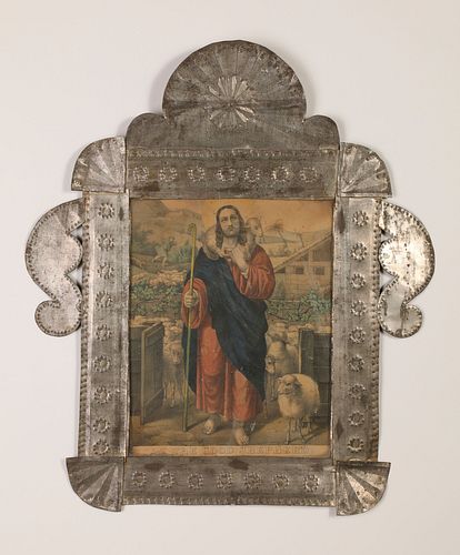 Tin Frame with Devotional Print, ca. 1879