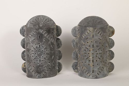 Pair of Electric Tin Wall Sconces, ca. 1925-1930